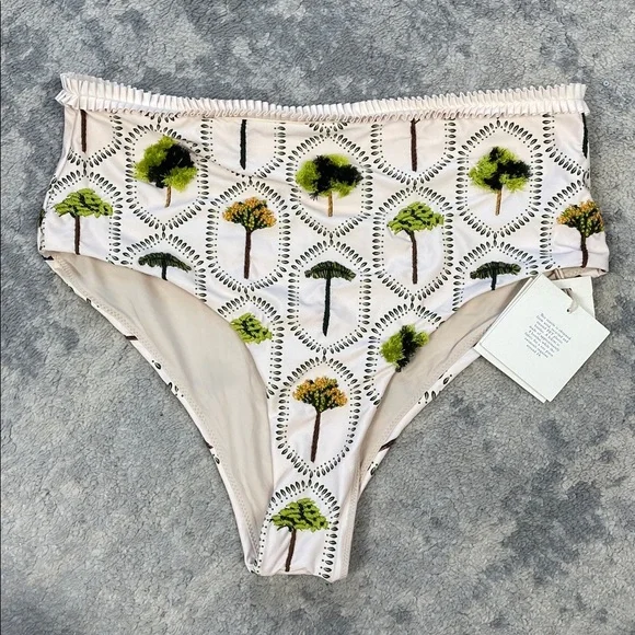 NWT Agua Bendita Nopal Arboleda Hand Embroidered Bikini Bottom Swim Trees XL - Picture 7 of 15
